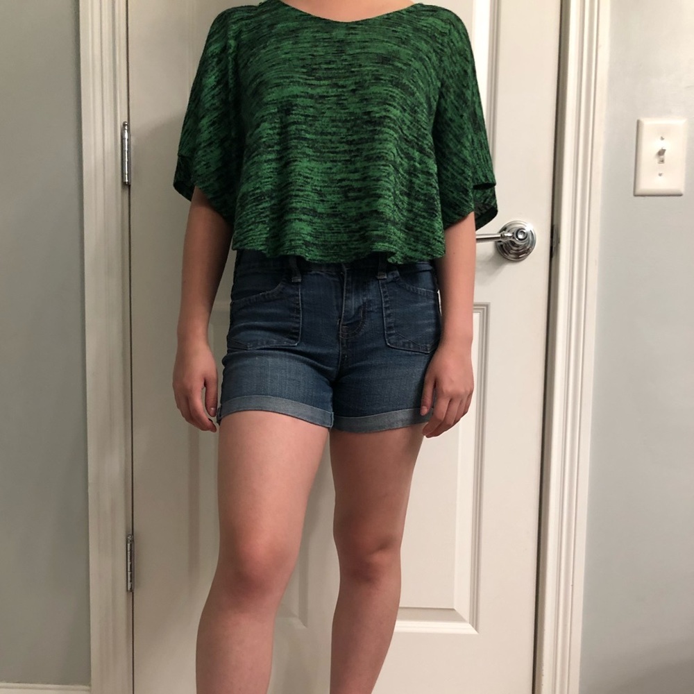 Green Girls Poncho Shirt with Back Detailing